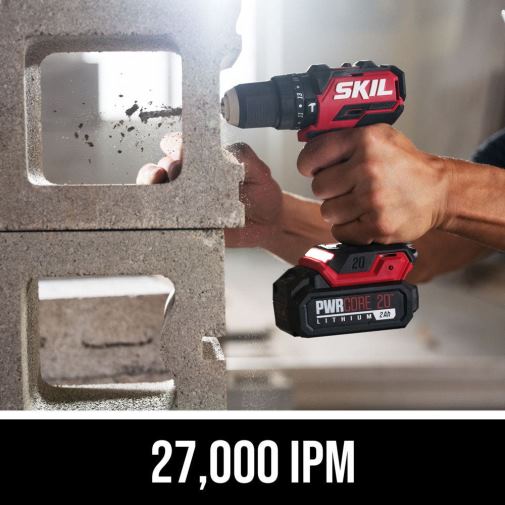 Tools SKIL PWR CORE 20 Brushless 20V 1/2 IN. Compact Hammer Drill Kit 42Z8B12